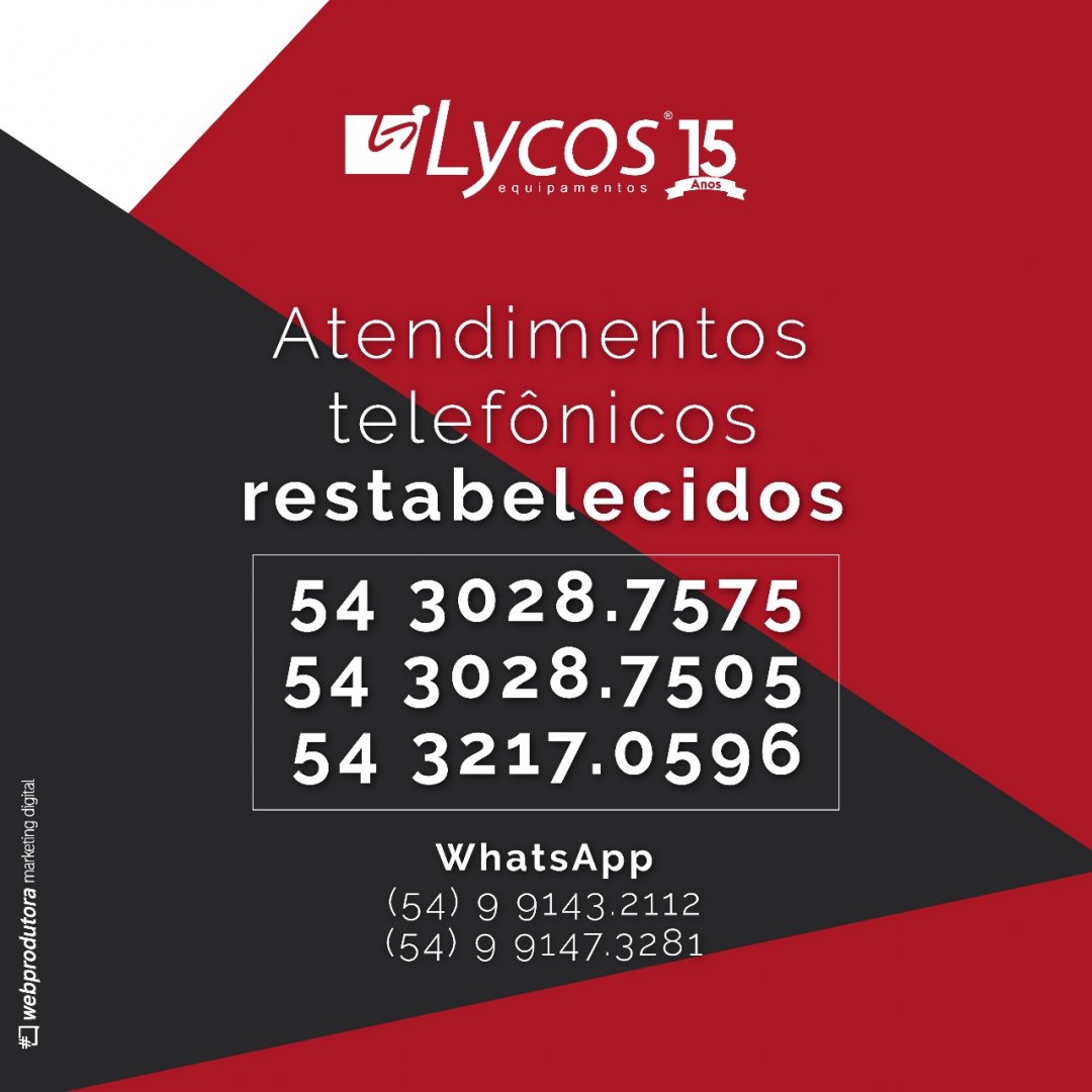 Atendimentos telefônicos da Lycos Equipamentos