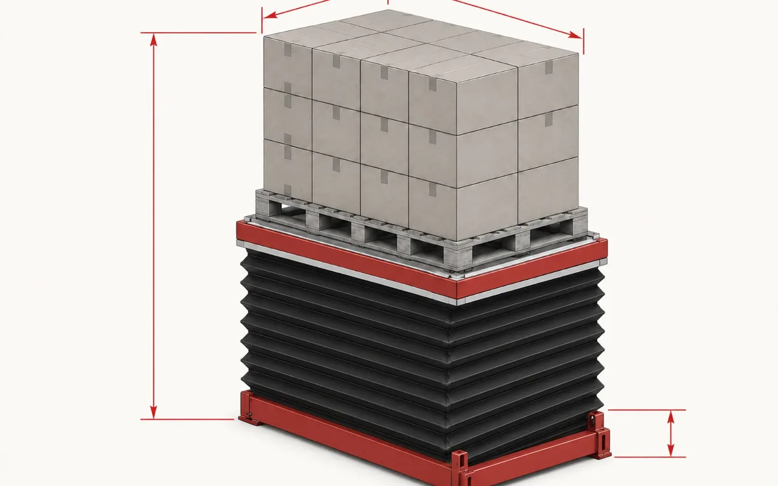 Mesa elevatória para linha de montagem