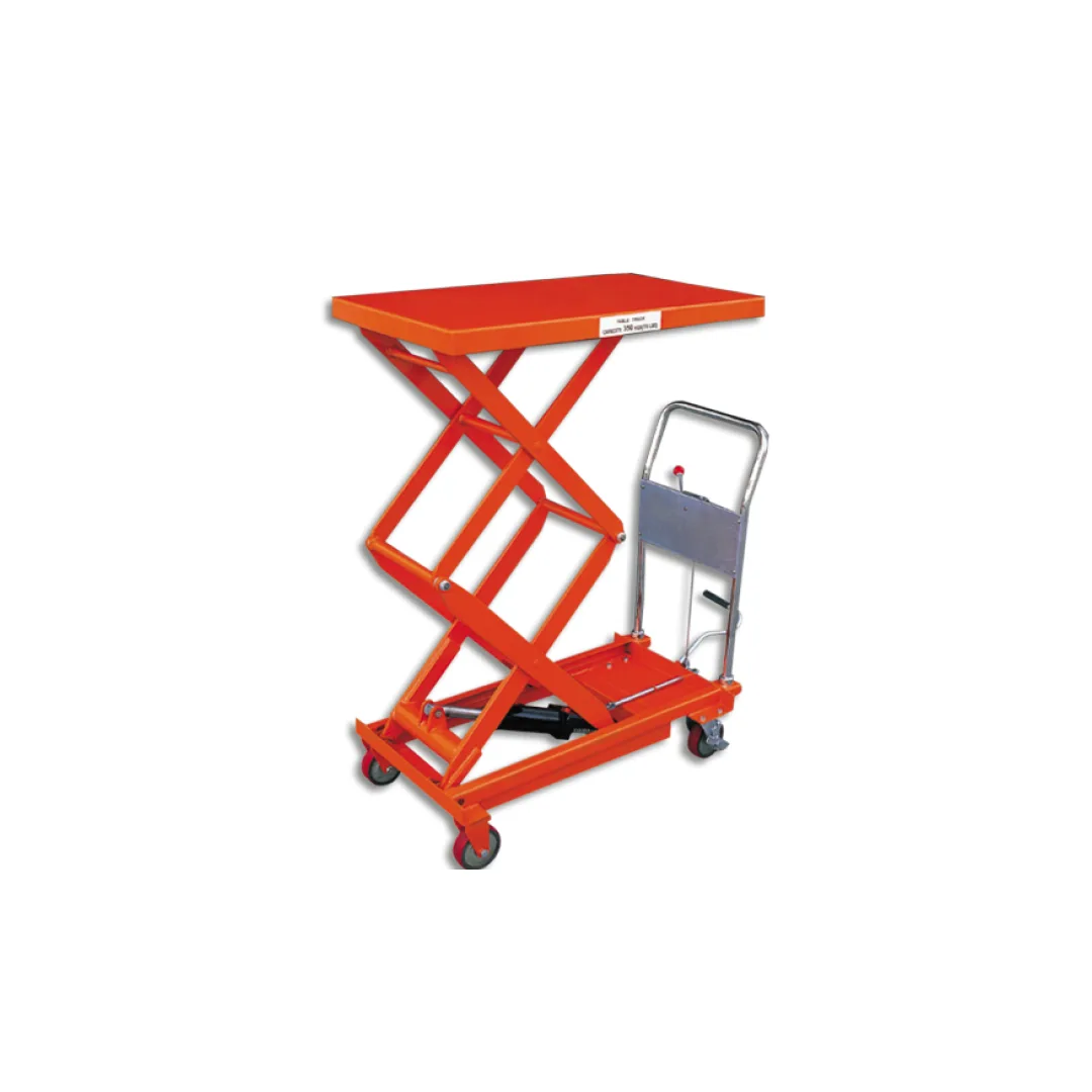 Mesa elevatória manual PTS350 de tesoura dupla, com tampo elevado